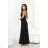 Women's Long Elegant Dress with Wide Straps (SL) FRENCH FASHION FMPEL23VELVET black 40