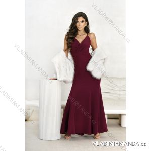 Women's Long Elegant Dress with Wide Straps (SL) FRENCH FASHION FMPEL23VELVET