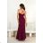 Women's Long Elegant Dress with Wide Straps (SL) FRENCH FASHION FMPEL23VELVET wine 38