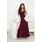 Women's Long Elegant Dress with Wide Straps (SL) FRENCH FASHION FMPEL23VELVET wine 38