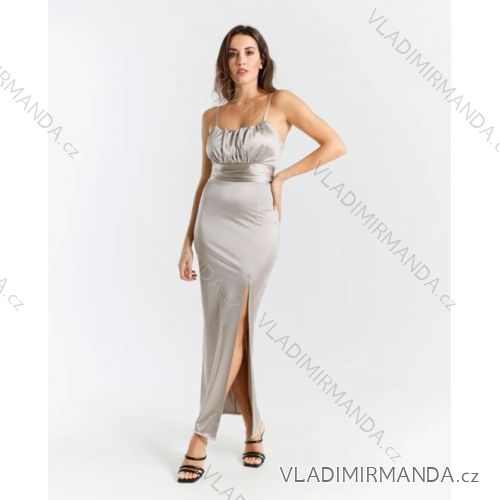 Šaty společenské dlouhé elegantní na ramínka satén dámské (S/M/L ONE SIZE) ITALSKÁ MÓDA IMPSH246648