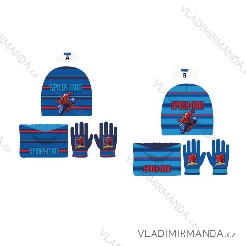 Souprava čepice, nákrčník a rukavice zimní prstové spiderman dětská chlapecká (ONE SIZE) SETINO SPI24-2248