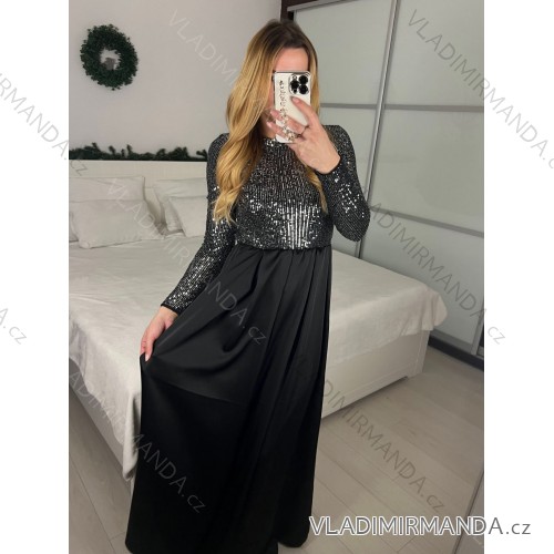 Women's Long Elegant Long Sleeve Dress (S/M ONE SIZE) ITALIAN FASHION IMPGM2316482 -   silver
 -   S / M