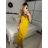 Šaty elegantní společenské dlouhé na ramínka dámské (XS/S/M/L ONE SIZE) ITALSKÁ MÓDA IM322130/DR12 hořčicová