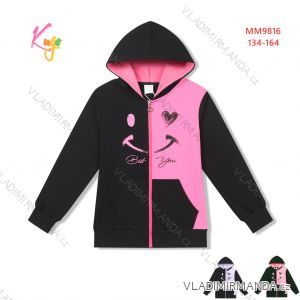 Warm sweatshirt with zipper and hood, long sleeves, for girls (134-164) KUGO MM9816