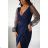 Women's Plus Size (42-46) Long Elegant Party Sleeveless Dress POLISH FASHION PMLBC23265-10 dark blue 36