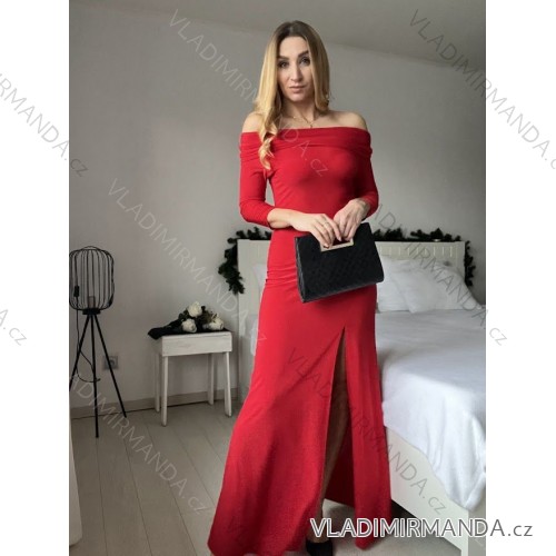 Women's Long Party Long Sleeve Dress (S/M ONE SIZE) ITALIAN FASHION IMPSH235433 XS/S red