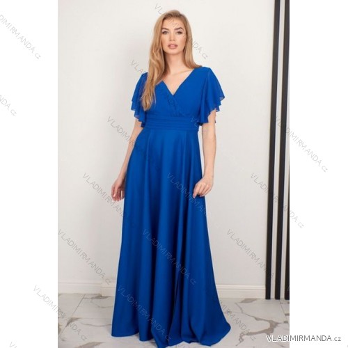 Women's long party short sleeve dress (36-54) POLISH FASHION PMLMR23LAURA-3 Royal blue 54