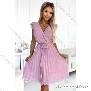 Short pleated dress, short sleeves, women's (S-XL) Polish fashion NUMOCO 374-3 POLINA NMC-374-3/DR