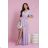 Women's Strapless Long Satin Party Dress (34-42) POLISH FASHION PMLEL24NATHALIE light purple 2XL