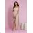 Women's strapless tulle party dress (S/M/L ONE SIZE) ITALIAN FASHION IM923001 beige 34