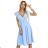 348-12 SCARLETT - flared midi dress with envelope neckline and belt - light blue