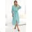 531-2 Midi shirt dress with gold buttons and ties - mint