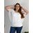 Tunic Blouse Short Sleeve Women's Plus Size (XL/2XL/3XL ONE SIZE) ITALIAN FASHION IM424128 52/54 white