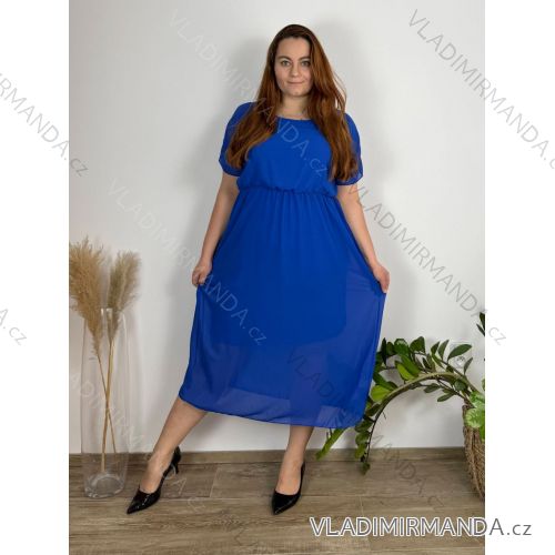 Elegant chiffon dress short sleeve women's oversized (46/48/50 ONE SIZE) ITALIAN FASHION IM425035