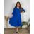 Women's elegant party long sleeve dress (S/M ONE SIZE) ITALIAN FASHION IM322282 46/48 Royal blue
