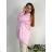 Short summer long sleeve women's dress, oversized (54/56/58 ONE SIZE) ITALIAN FASHION IM425070  růžová světlá