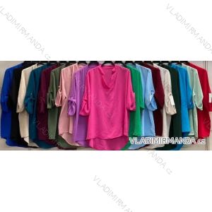 Halenka elegantní 3/4 dlouhý rukáv dámská nadrozměr (50/52/54 ONE SIZE) ITALSKÁ MÓDA IMC25132