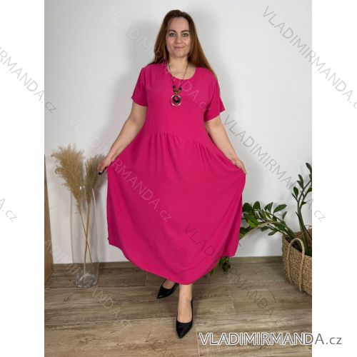 Shirt extended 3/4 long sleeve women's (L/XL/2XL ONE SIZE) ITALIAN FASHION IM423025 dark pink 54-58