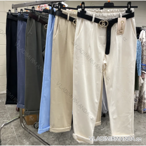 Kalhoty s páskem dlouhé dámské (S/M ONE SIZE) ITALSKÁ MÓDA IMPDY25LC5973