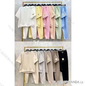 Souprava mikina krátký rukáv a tepláky dlouhé dámská (S/M/L ONE SIZE) ITALSKÁ MÓDA IMWMY25324