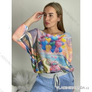 Women's Oversized Knitted Long Sleeve Sweater (S/M ONE SIZE) ITALIAN FASHION IMSN2416125