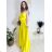 Long summer satin dress with straps women with belt (UNI S / M) ITALIAN FASHION IMM22INFINITE
