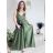 Long summer satin dress with straps women with belt (UNI S / M) ITALIAN FASHION IMM22INFINITE