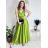 Long summer satin dress with straps women with belt (UNI S / M) ITALIAN FASHION IMM22INFINITE