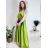 Long summer satin dress with straps women with belt (UNI S / M) ITALIAN FASHION IMM22INFINITE