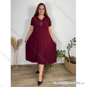 Šaty dlouhé s přívěskem krátký rukáv dámské nadrozměr (48/50/52ONE SIZE) ITALSKÁ MÓDA IM425LUCA
