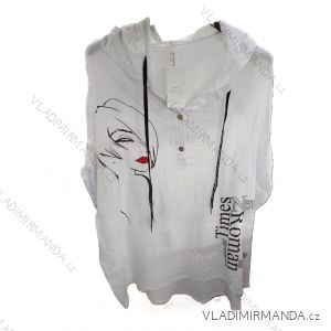 Košile s kapucí 3/4 dlouhý rukáv dámská (S/M/L ONE SIZE) ITALSKÁ MÓDA IMSM25194