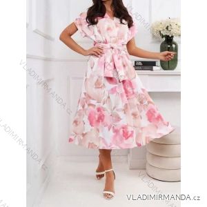 Šaty dlouhé květované krátký rukáv dámské (S/M/L ONE SIZE) ITALSKÁ MÓDA IMWMY25415