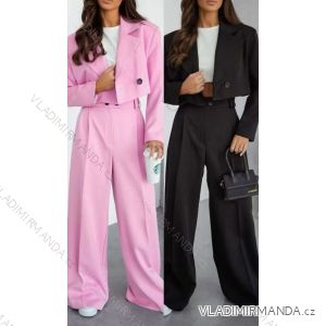 Souprava elegantní sako krátké dlouhý rukáv a kalhoty dámské (XS/S/M ONE SIZE) ITALSKÁ MÓDA IMWHP25525