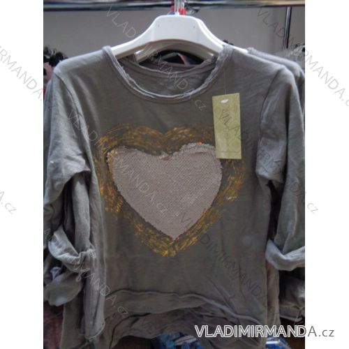 T-shirt long sleeve with sequins baby teen girl (4-14 years) ITALIAN MLADA MODE IMM394
