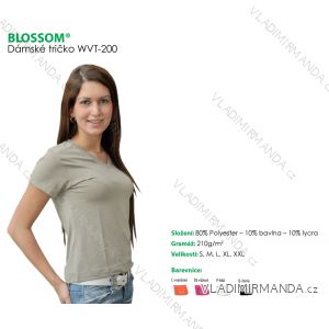 Tričko do v  krátký rukáv dámské jednobarevné (s-xxl) BLOSSOM WVT-200