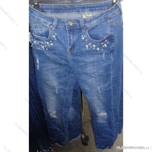 Jeans rifle with long ladies pearls (s-xl) ITALIAN MODA IM718043
