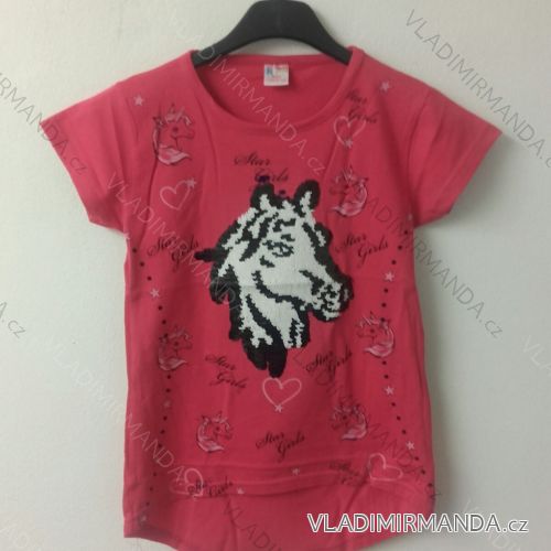 T-shirt short short sleeve with baby girl's sequins (8-12 years) TURKEY MODA TV4180391 pink 8 - 12