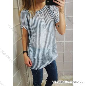 Tričko bavlněné krátký rukáv proužky dámské  (uni s-l) ITALSKá MODA IM718188