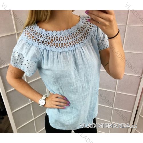 Blouse short sleeve lace lace (uni sl) ITALIAN Fashion IM518190
