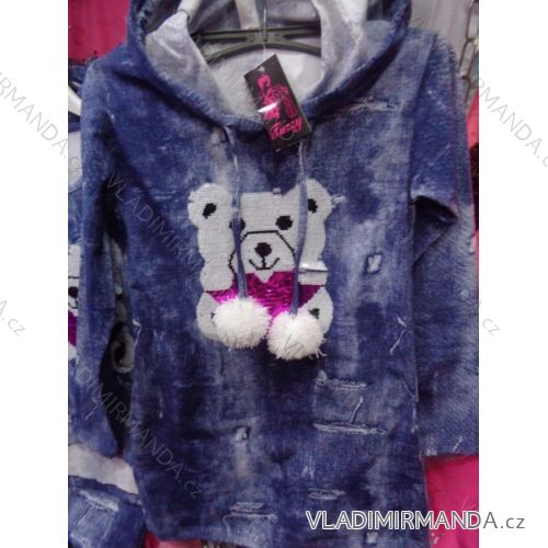 Sweatshirt long sleeve with sequins and hoody little girl puppies (128-164) TUZZY TURKEY MODA TM218132
