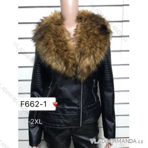 Leatherette jacket with ladies' fur (s-2-xl) DD STYLE F662-1
