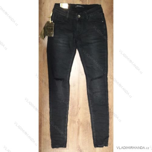 Rifle jeans úzke dlhé dámske s dierami na kolenách (26-31) Gourde MA118GD2853
