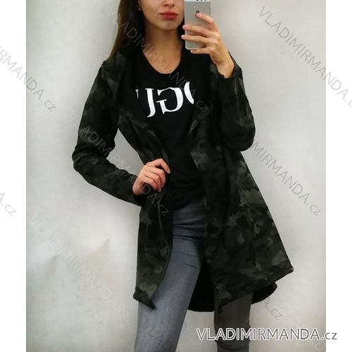 Cardigan s kapucňou dámsky maskáčoch (uni m/l) TALIANSKÁ MÓDA IM519406