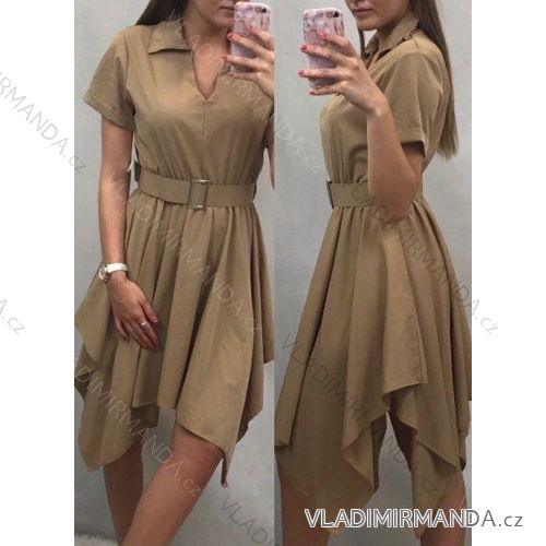 Summer short sleeve dress with belt women (uni s / m) ITALIAN MODE IM1419015
