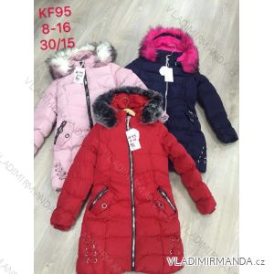 Girls' winter coat with hood and fur (8-16 years) SAD SAD19KF95