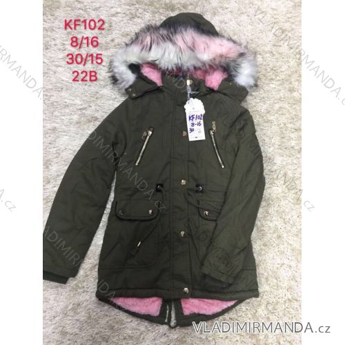 Girls' Coat Winter Hooded + Fur Teen (8-16 years) SAD SAD19KF102