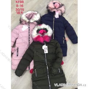 Girls' coat winter with hood and fur adolescent (8-16 years) SAD SAD19KF93