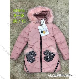 Girls' coat winter with hood and fur adolescent (8-16 years) SAD SAD19KF515