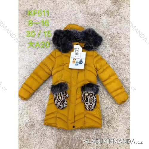 Girls' coat winter with hood and fur youth (8-16 years) SAD SAD19F511